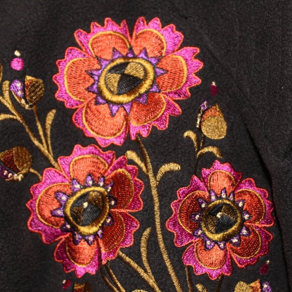 Bob Mackie Vtg 90s Wearable Art Embroidered Fleece Swing COAT  Sz 1X - Picture 6 of 8